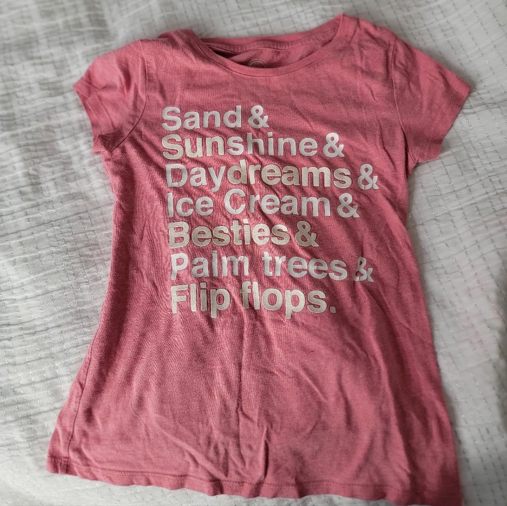 Kids pink summer shirt with glittery letters